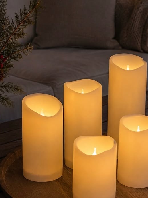 Lot XL de 7 bougies piliers lumineuses