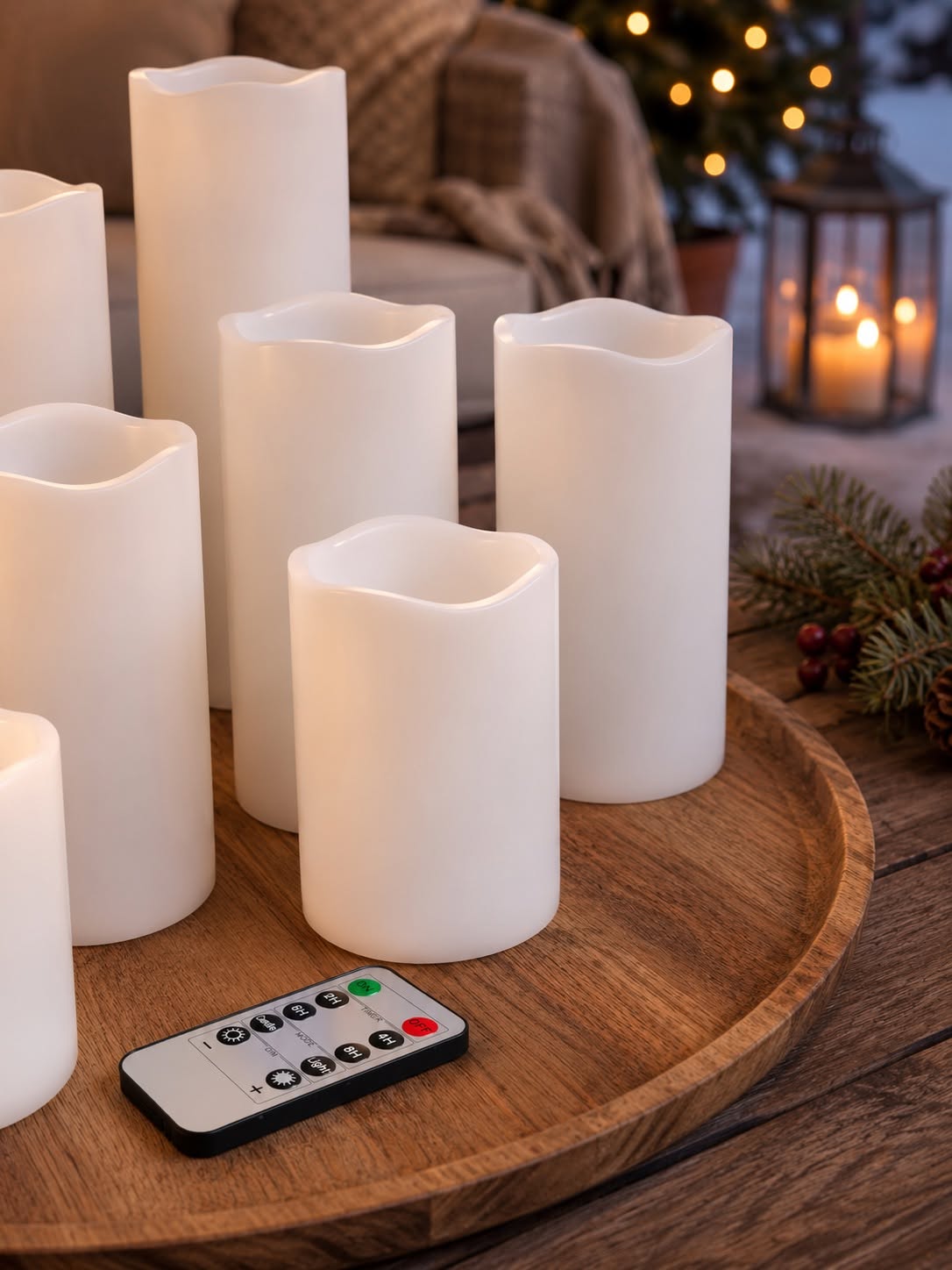 Lot XL de 7 bougies piliers lumineuses