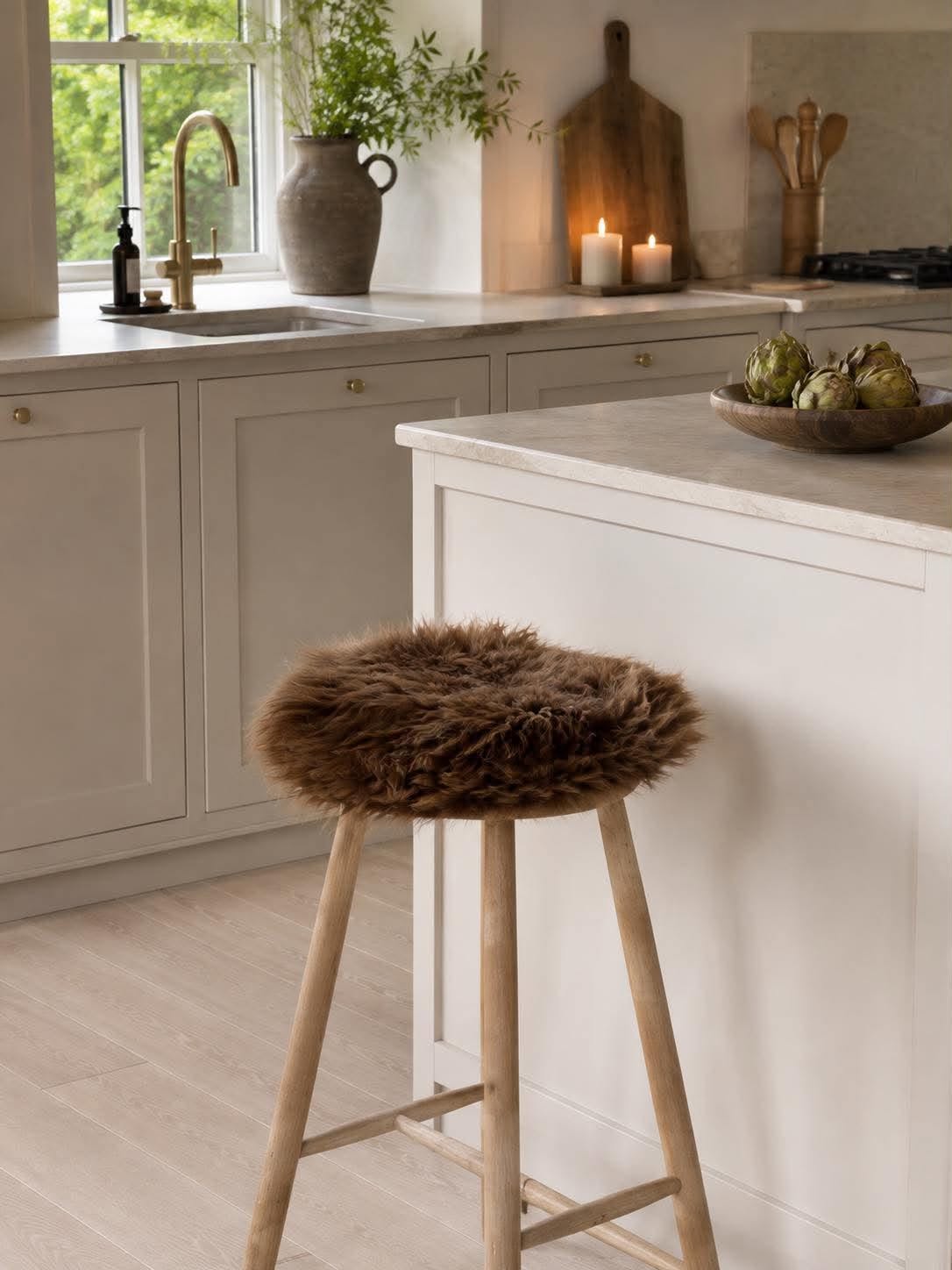 Peau de siège en peau de mouton - Ø 34 cm brown