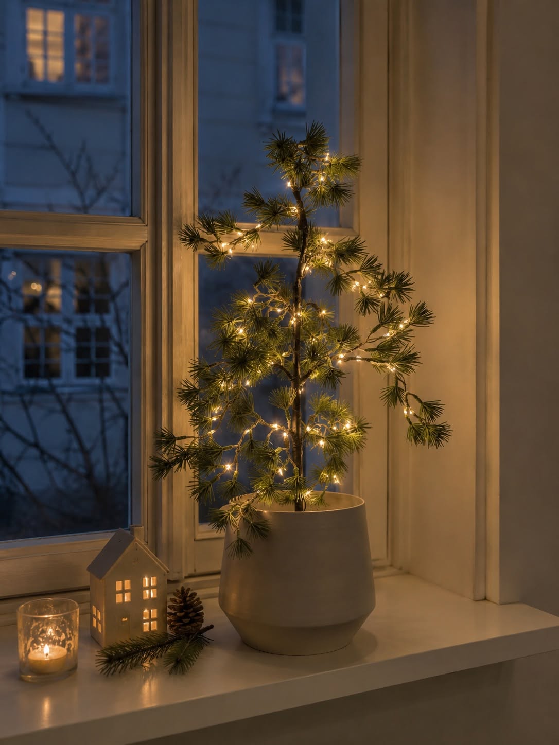 Sapin de cèdre avec guirlande lumineuse - Homologué pour l’extérieur