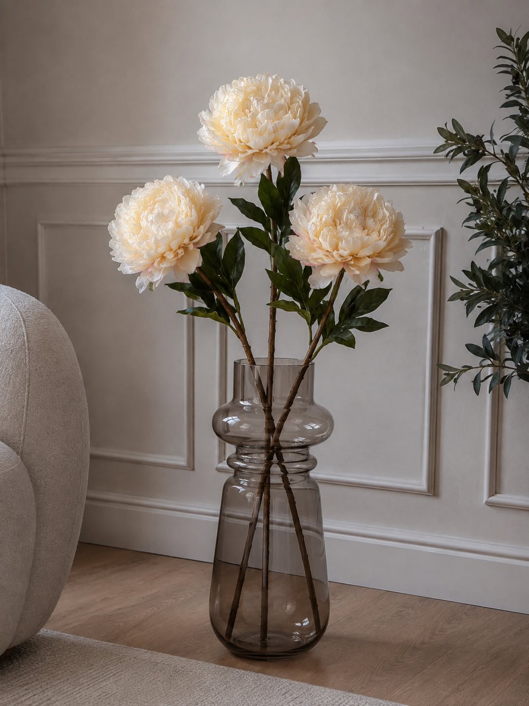 Tige de pivoine 72 cm - Crème