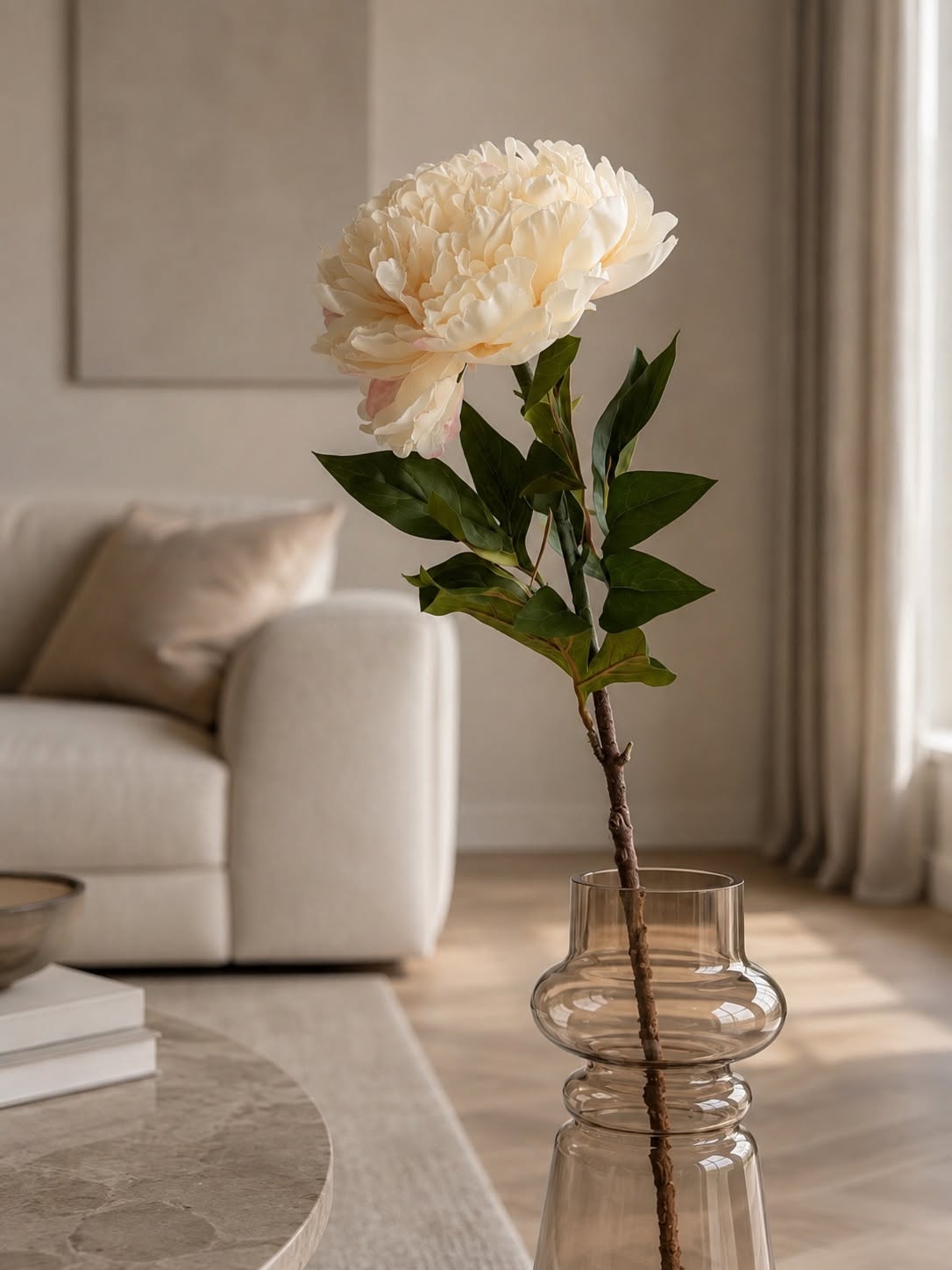 Tige de pivoine 72 cm - Crème