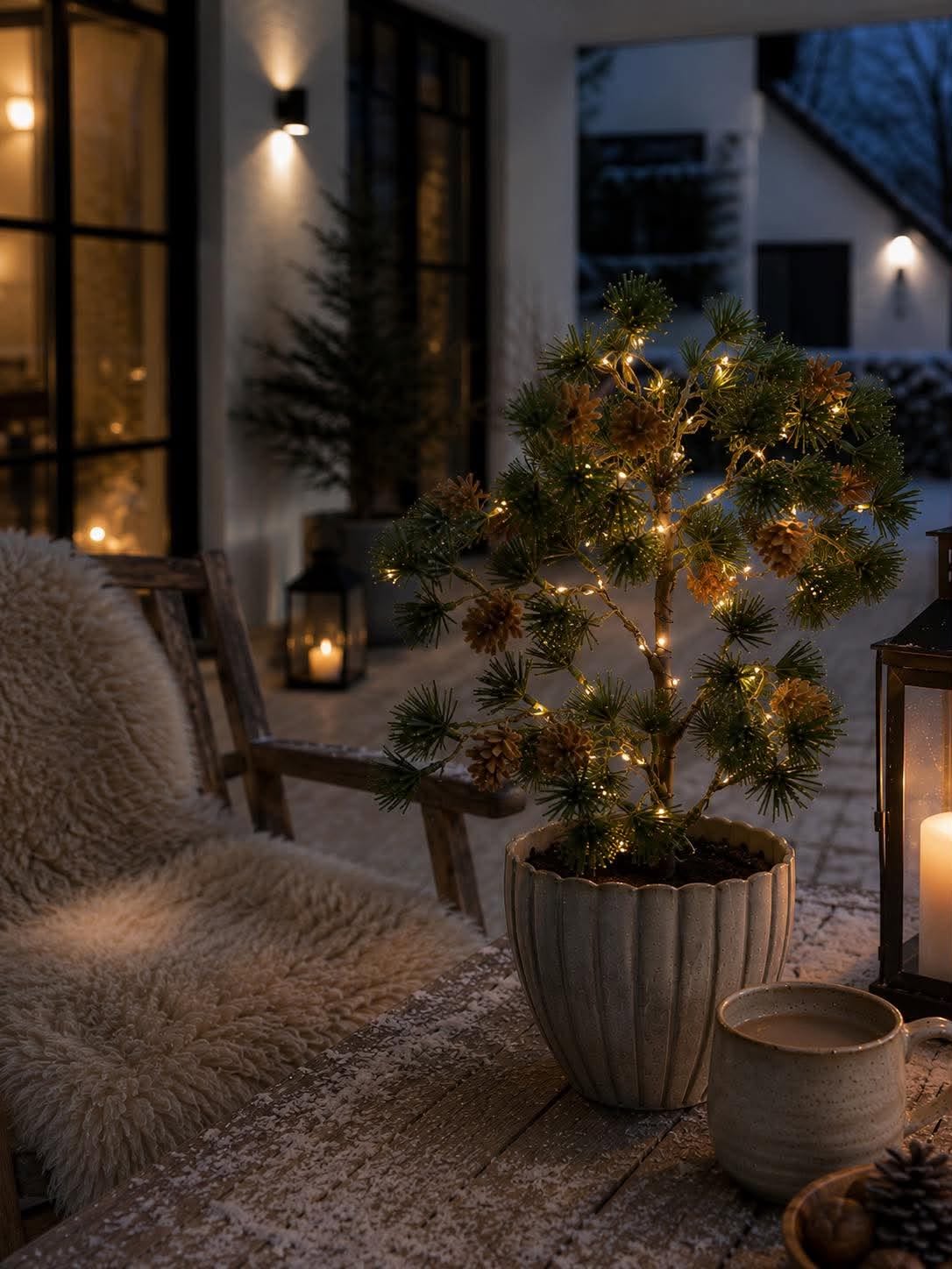 Sapin de cèdre avec guirlande lumineuse - Homologué pour l’extérieur