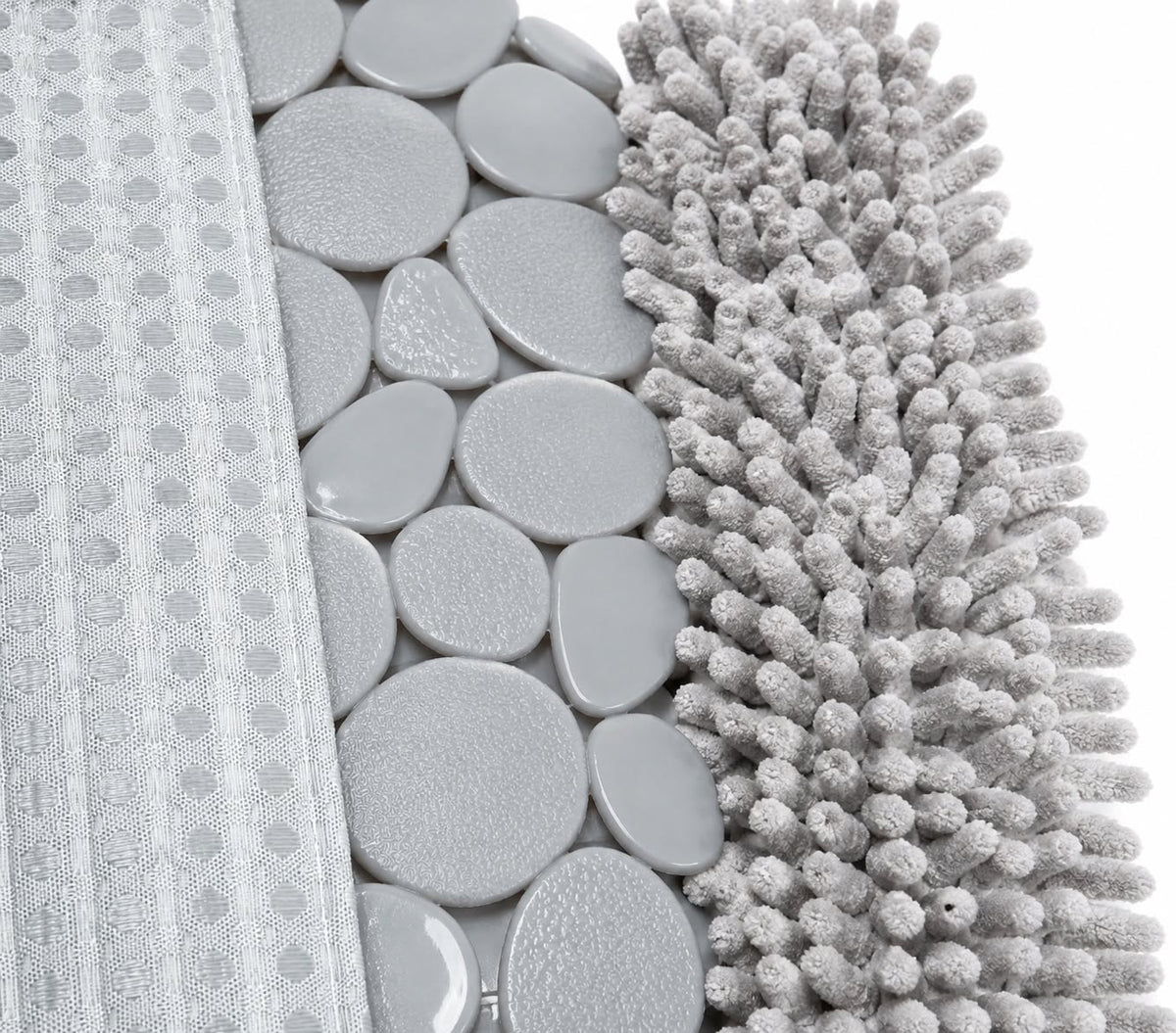 Ensemble de salle de bain : rideau de douche & tapis de bain / Gris clair