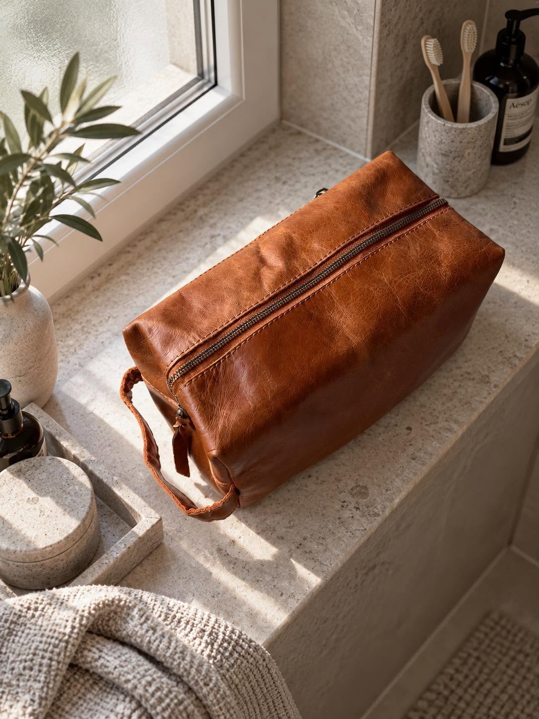 Trousse de toilette -  cognac