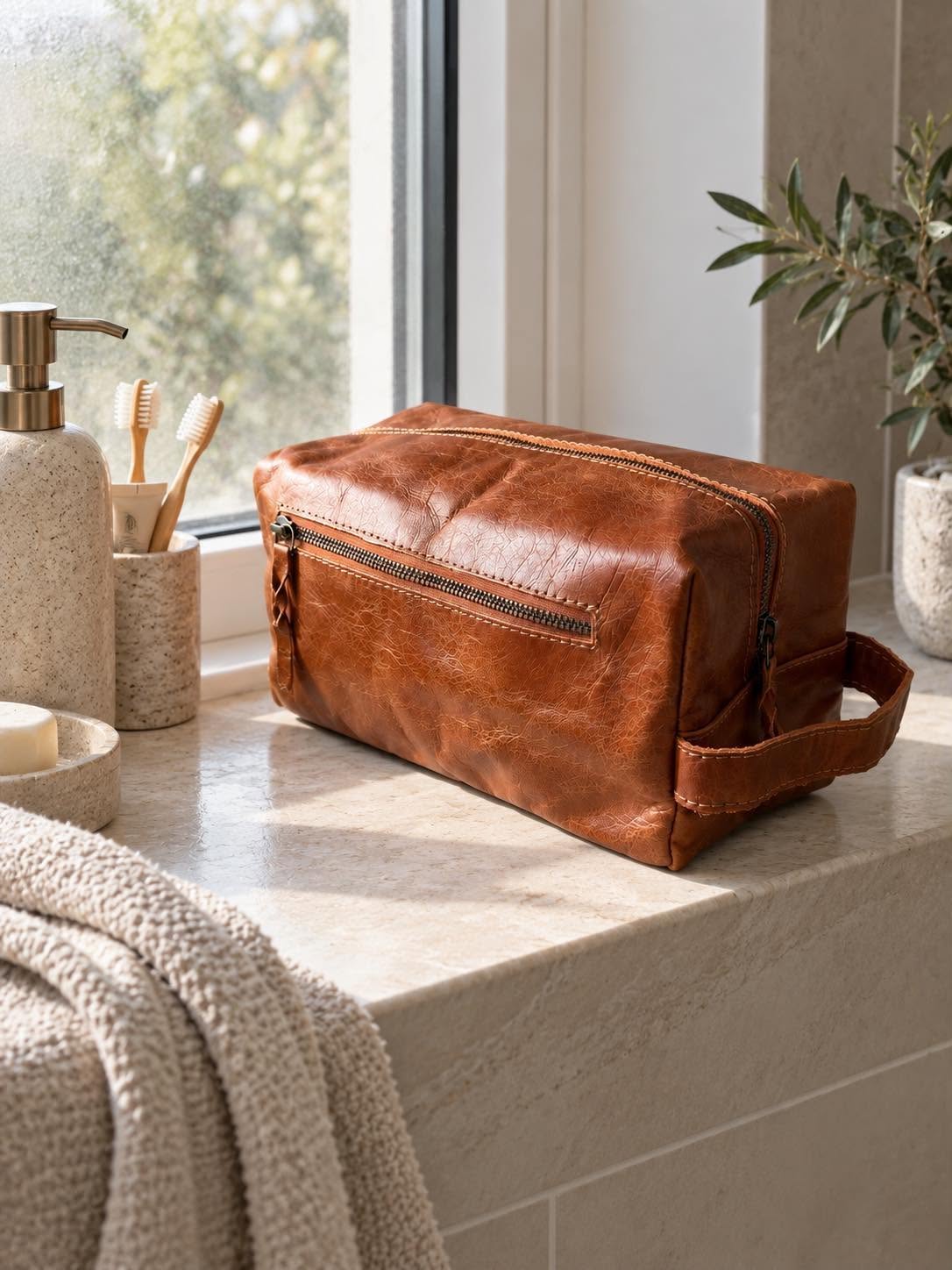 Trousse de toilette -  cognac