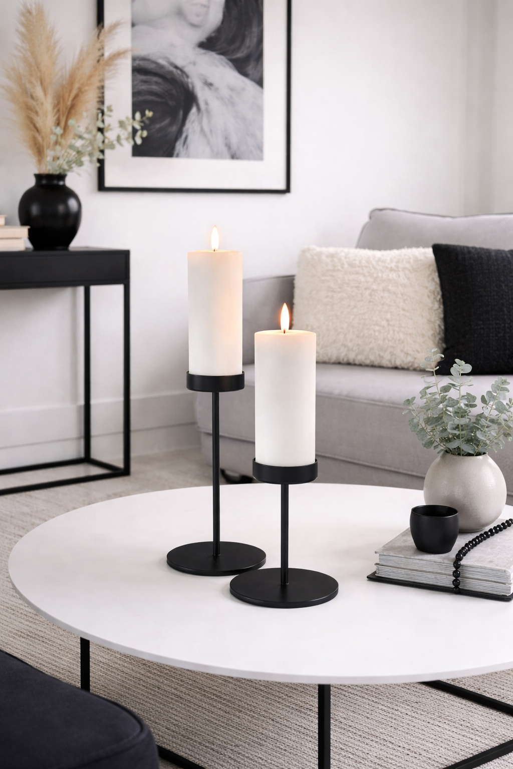 Lot de chandeliers pour bougies piliers – Black Liva