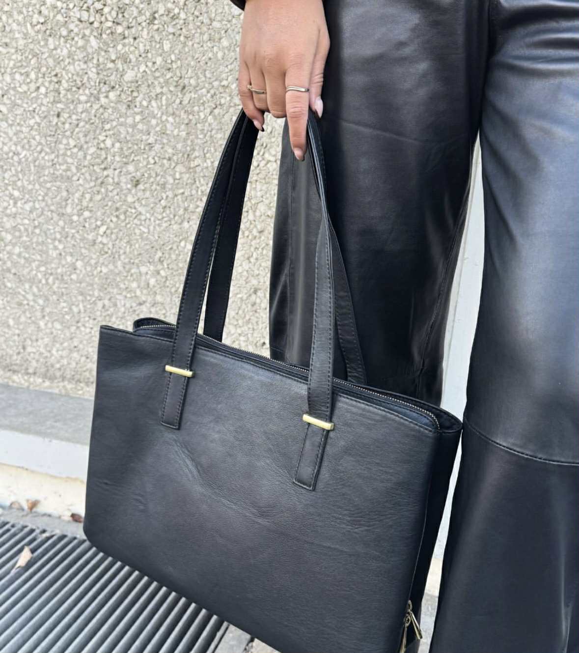 Sac de travail / cabas - Black leather