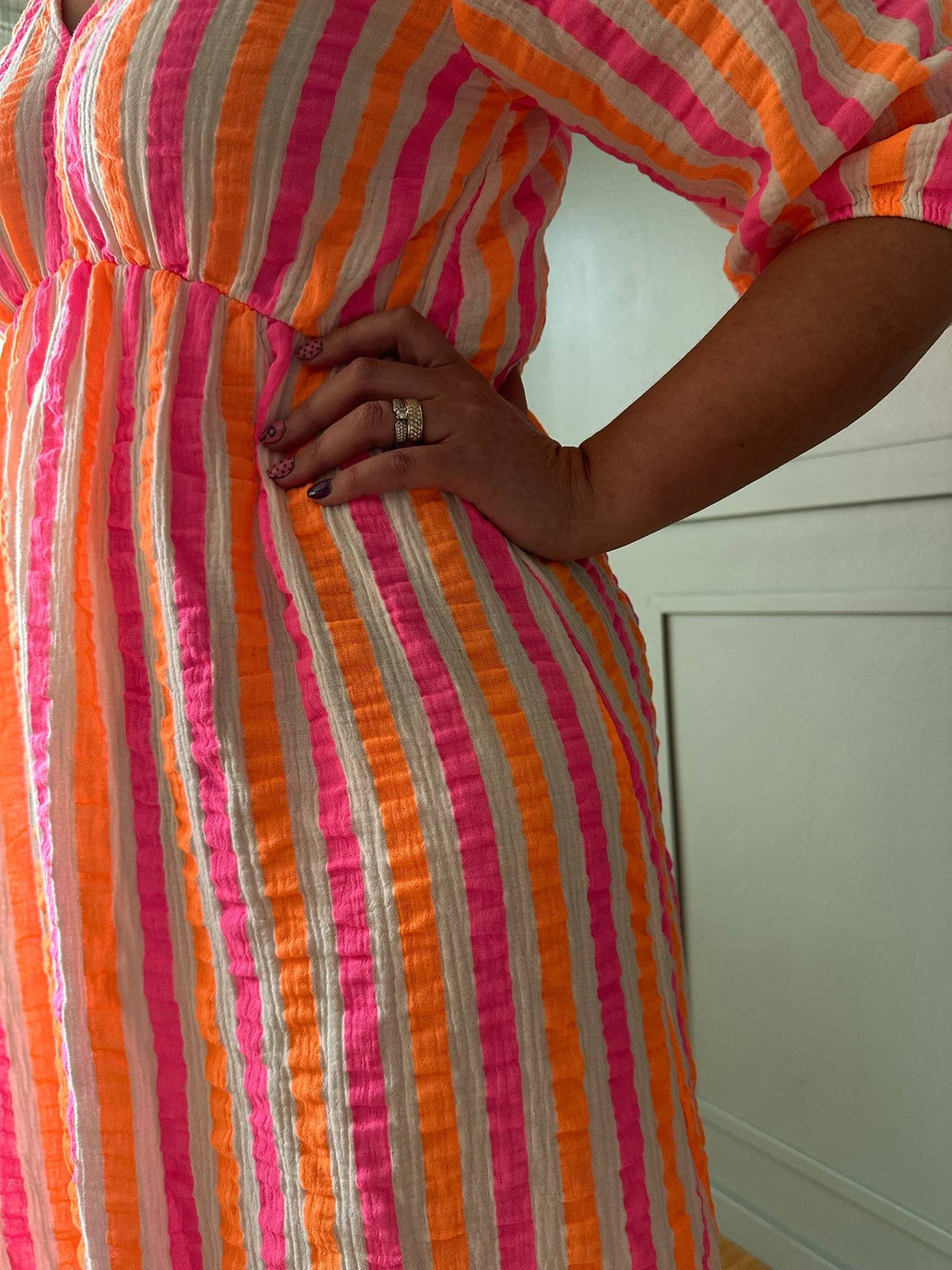 Robe Andrea - Stripe Fuxia/Orange