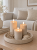 Bougies LED pilier sable à rainures - Lot de 3