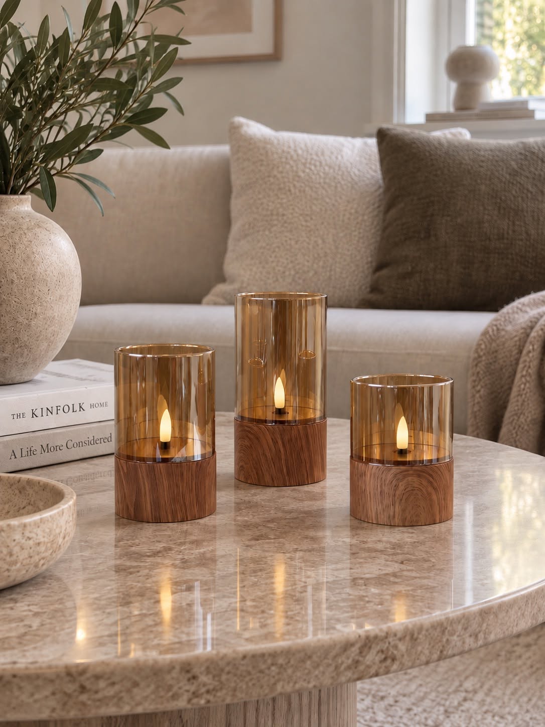 Lot de 3 bougies - Convient à une utilisation en intérieur comme en extérieur