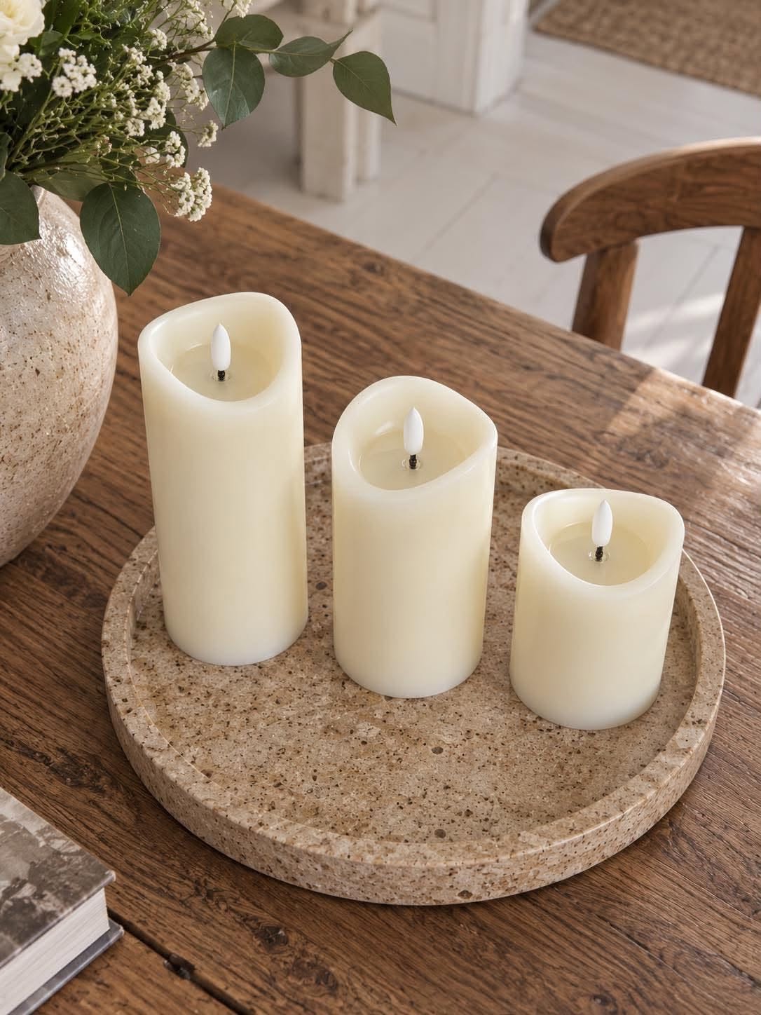 Bougies LED cylindriques avec 3 bougies