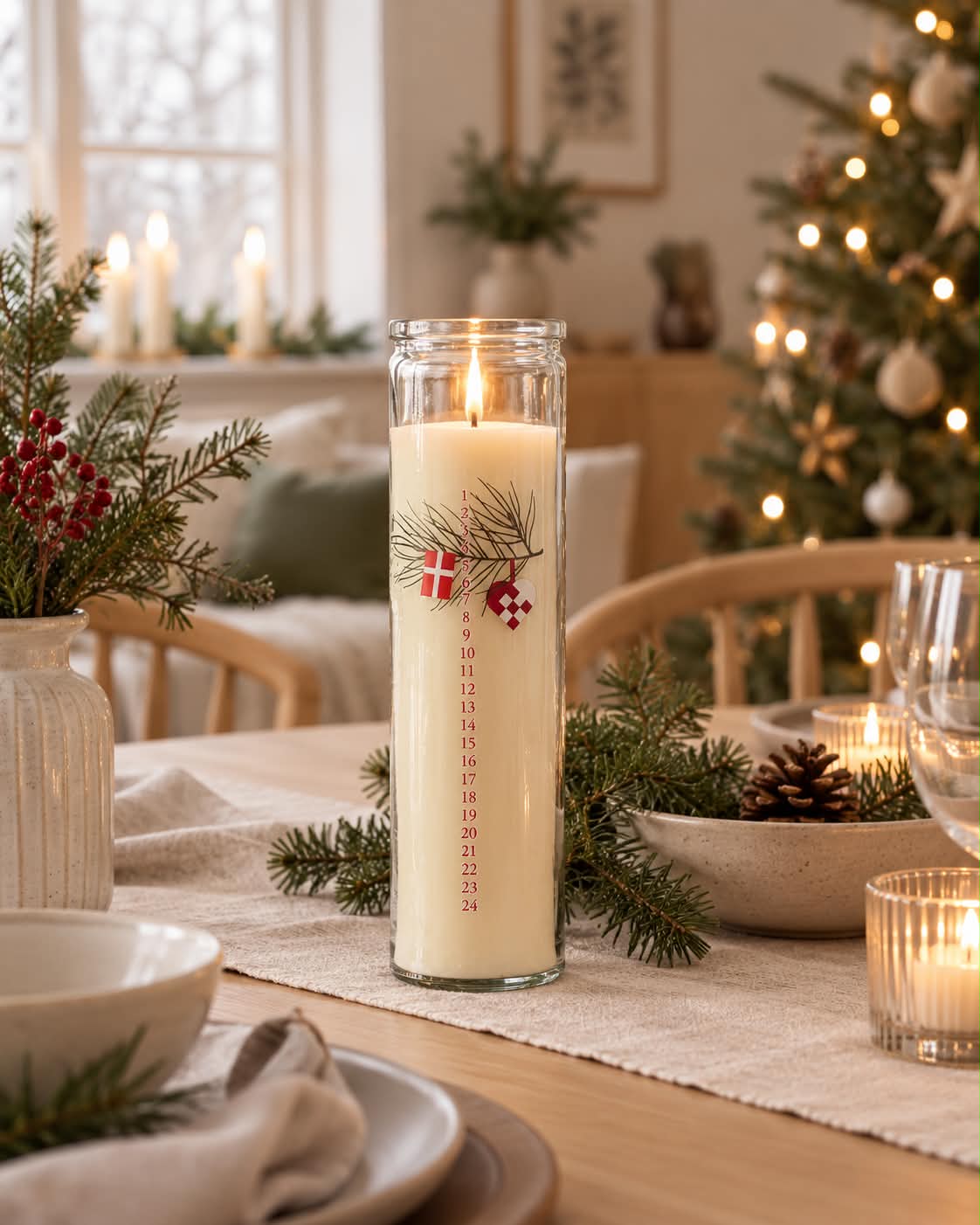 Bougie calendrier en verre - Dansk Jul