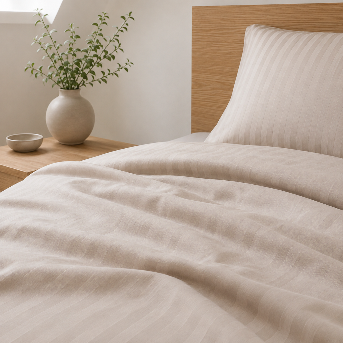 Parure de lit en satin de bambou, gris château 140x200