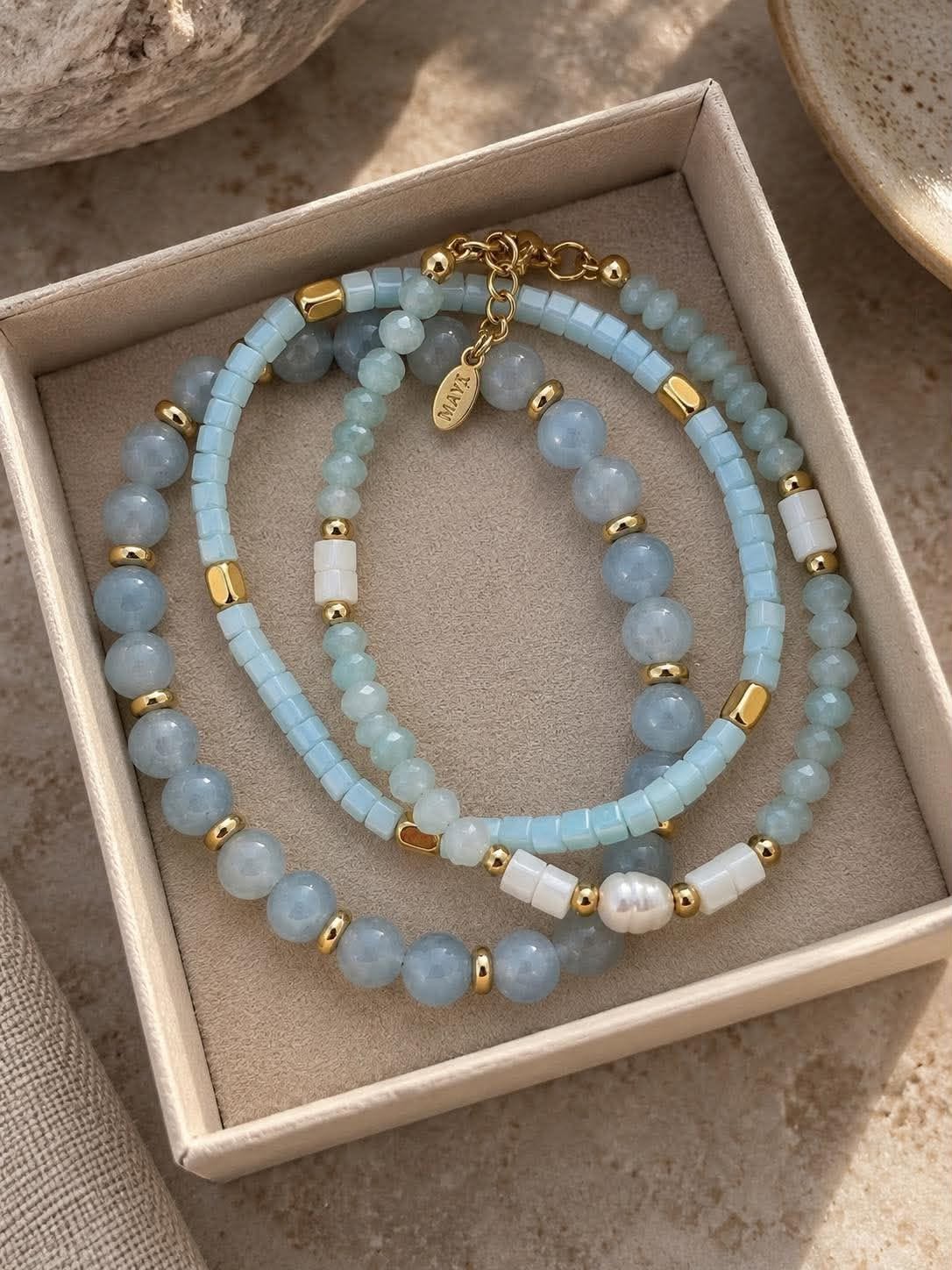 Bracelets GISELE Skyblue – Ensemble de 3 pièces