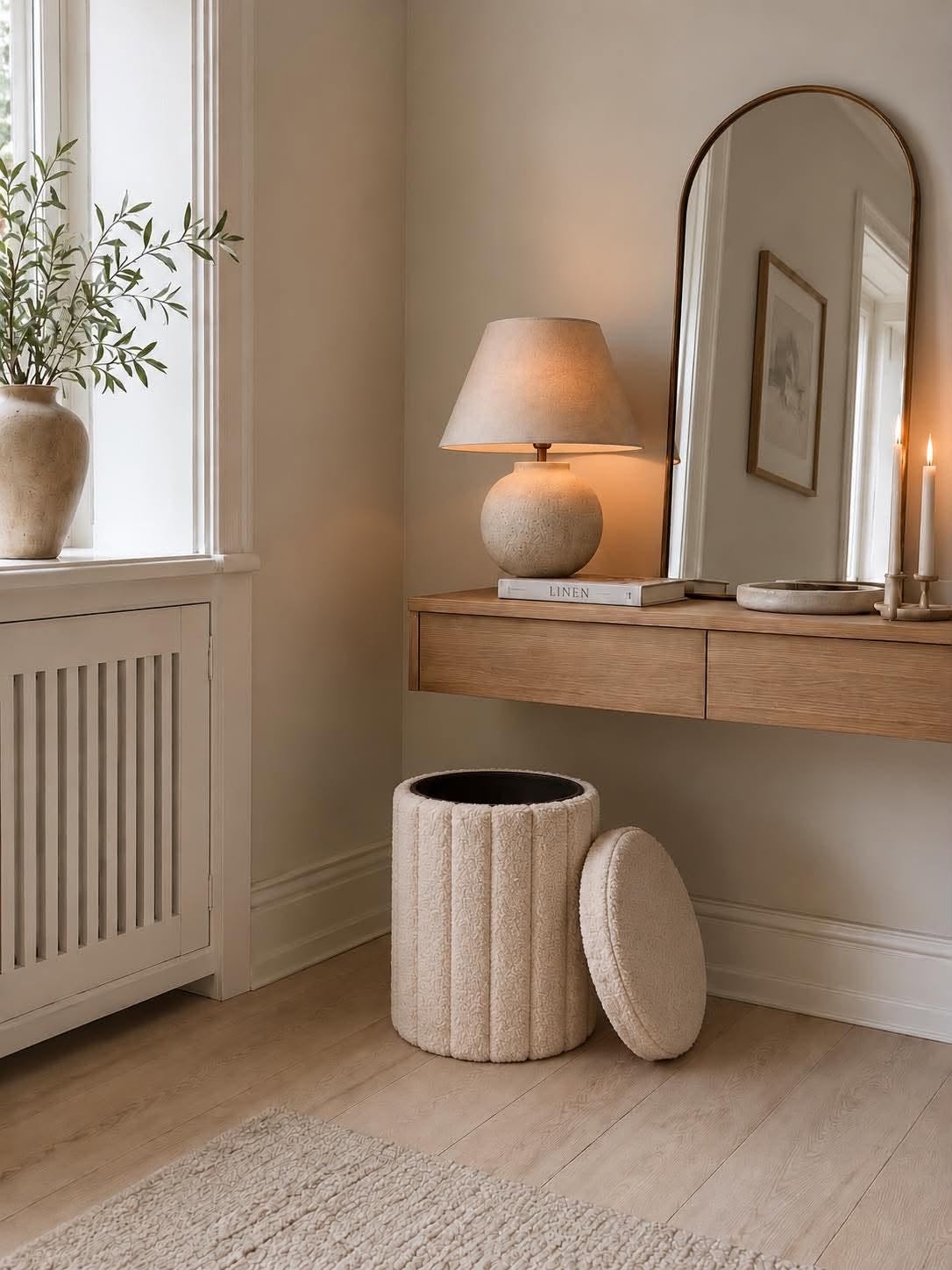 Pouf avec rangement - Beige