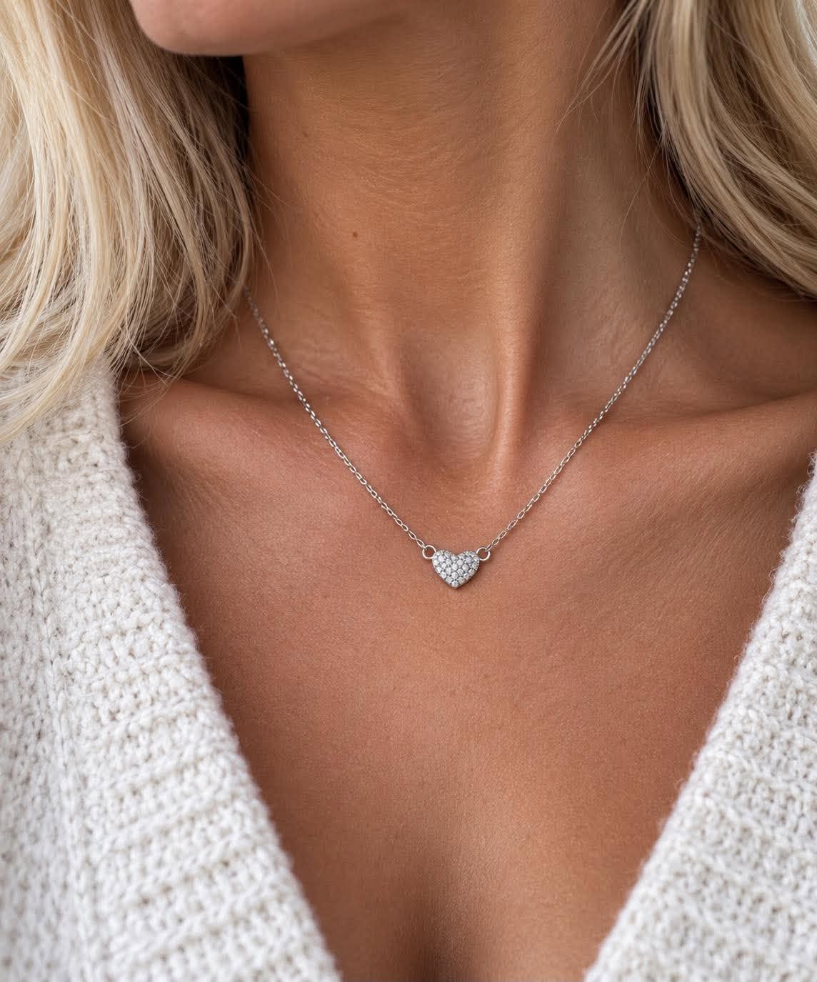 Collier Irina Argent Sterling - Cœur avec Zircones