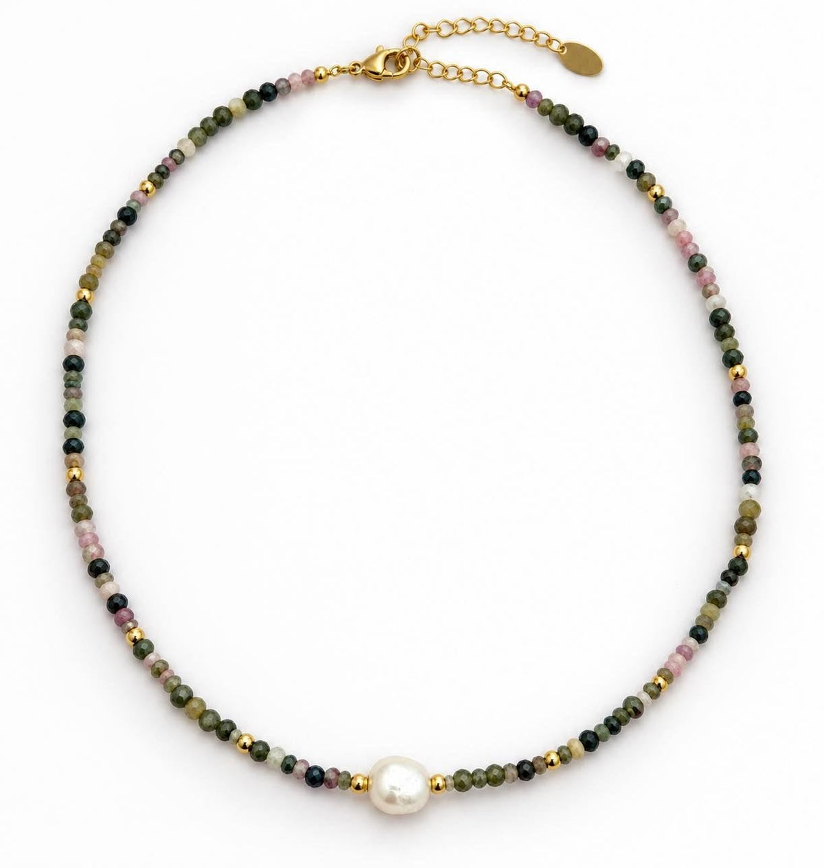 Collier Aya – Pierres naturelles et perle d’eau douce