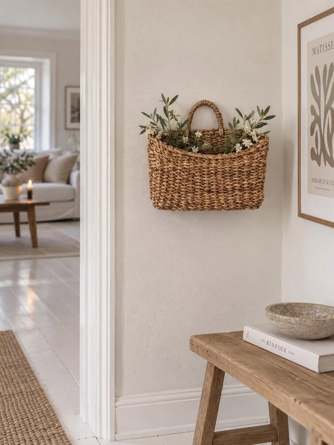 Panier suspendu en herbe marine
