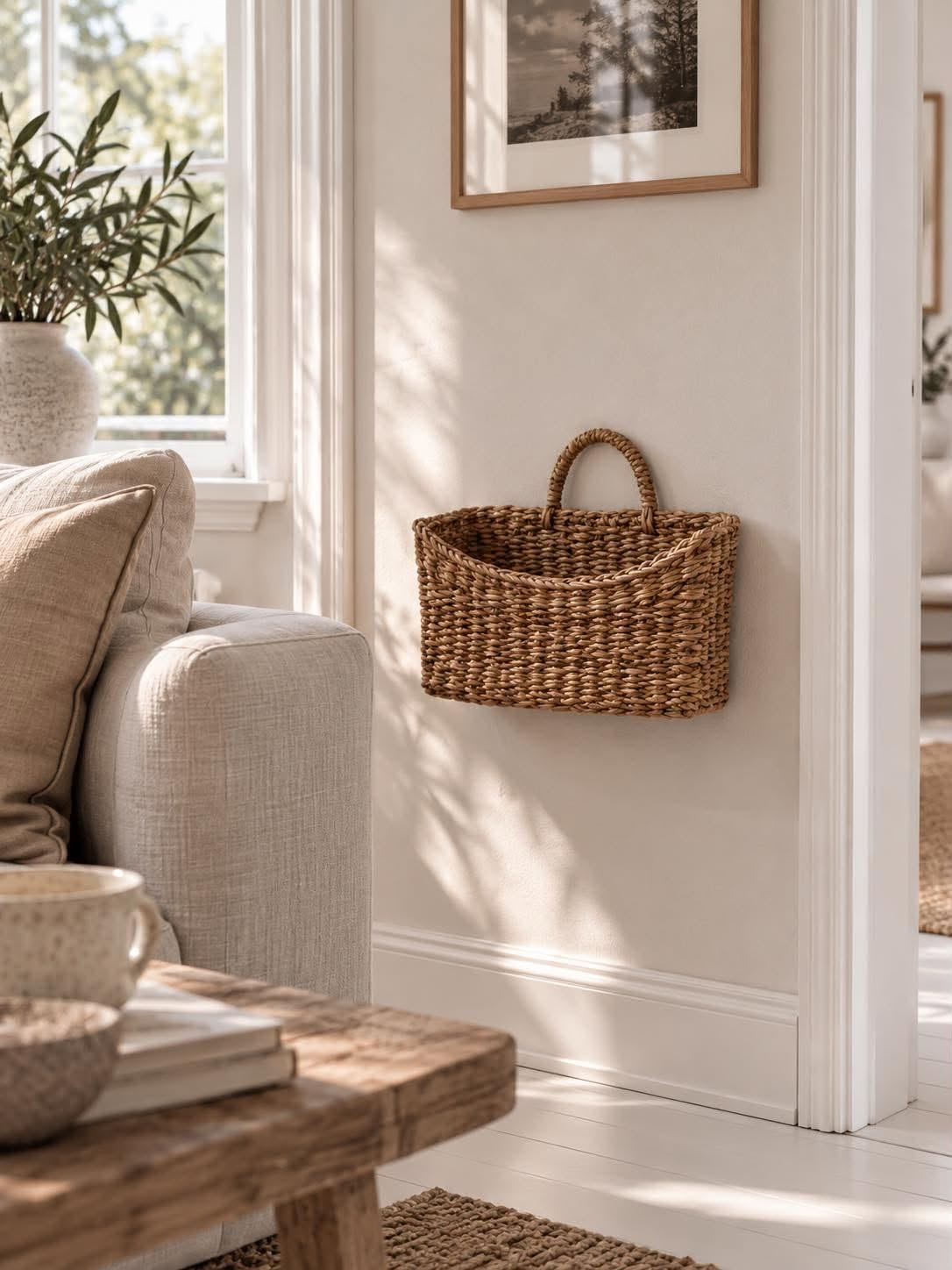 Panier suspendu en herbe marine