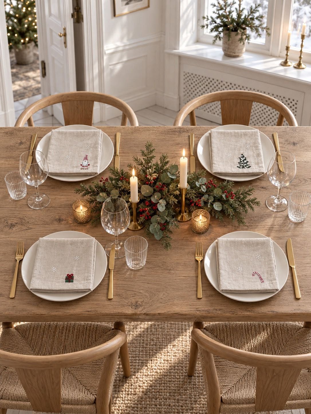 Serviettes de table avec lutins - lot de 4