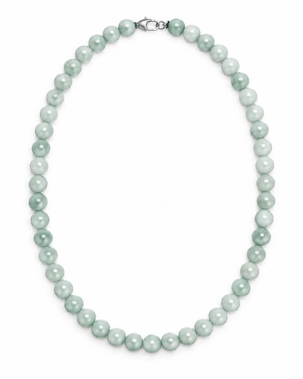 Collier Mary Jade vert avec perles rondes et fermoir