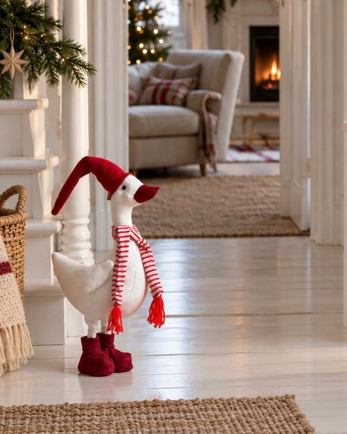 Canard de Noël avec bonnet rouge