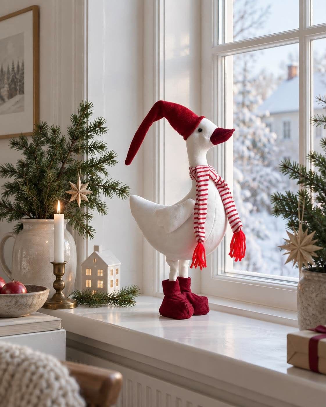 Canard de Noël avec bonnet rouge