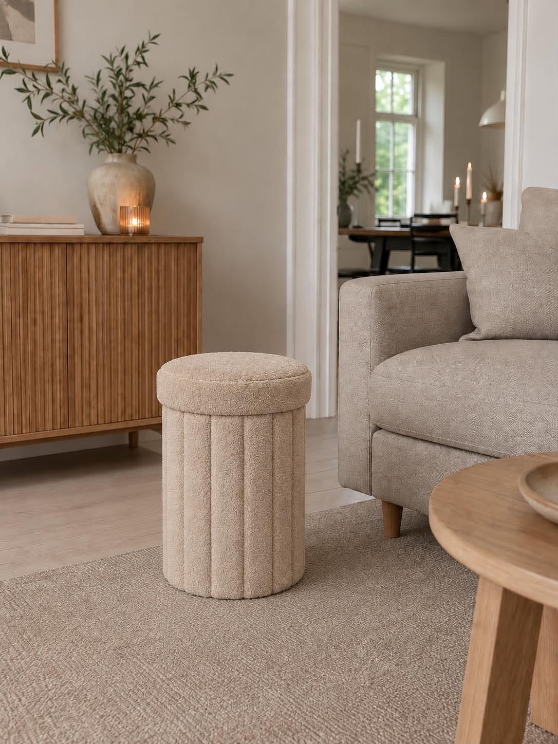 Pouf avec rangement - Beige