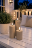 Ensemble de 3 bougies bloc LED d’extérieur – Sable