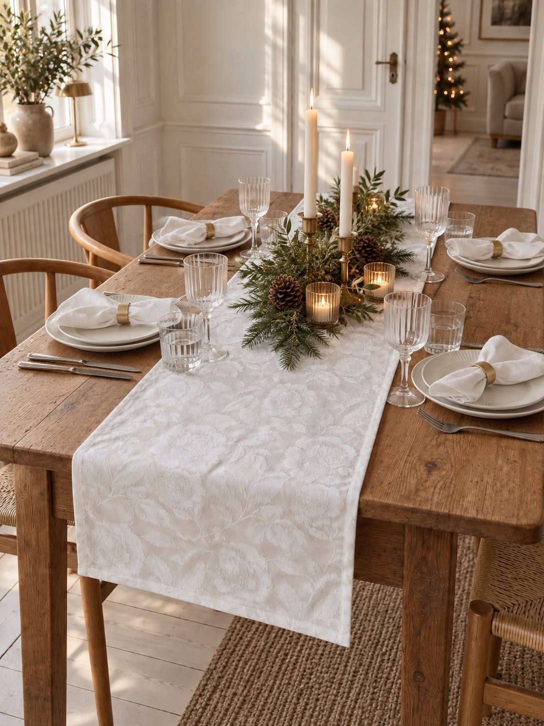 Serviettes de table JACQUARD blanches - 4 pcs