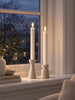 Bougies LED pilier à rainures et télécommande - Blanc