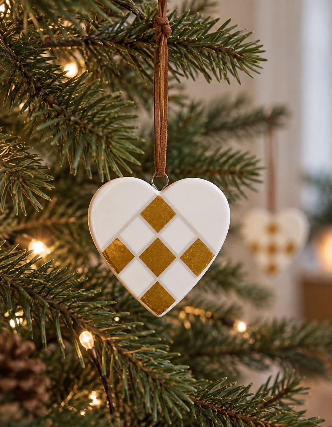 Suspension cœur de Noël - céramique