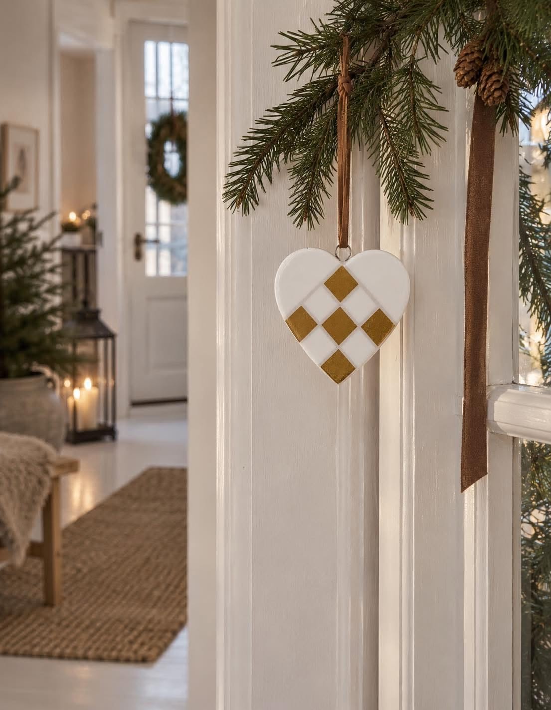 Suspension cœur de Noël - céramique