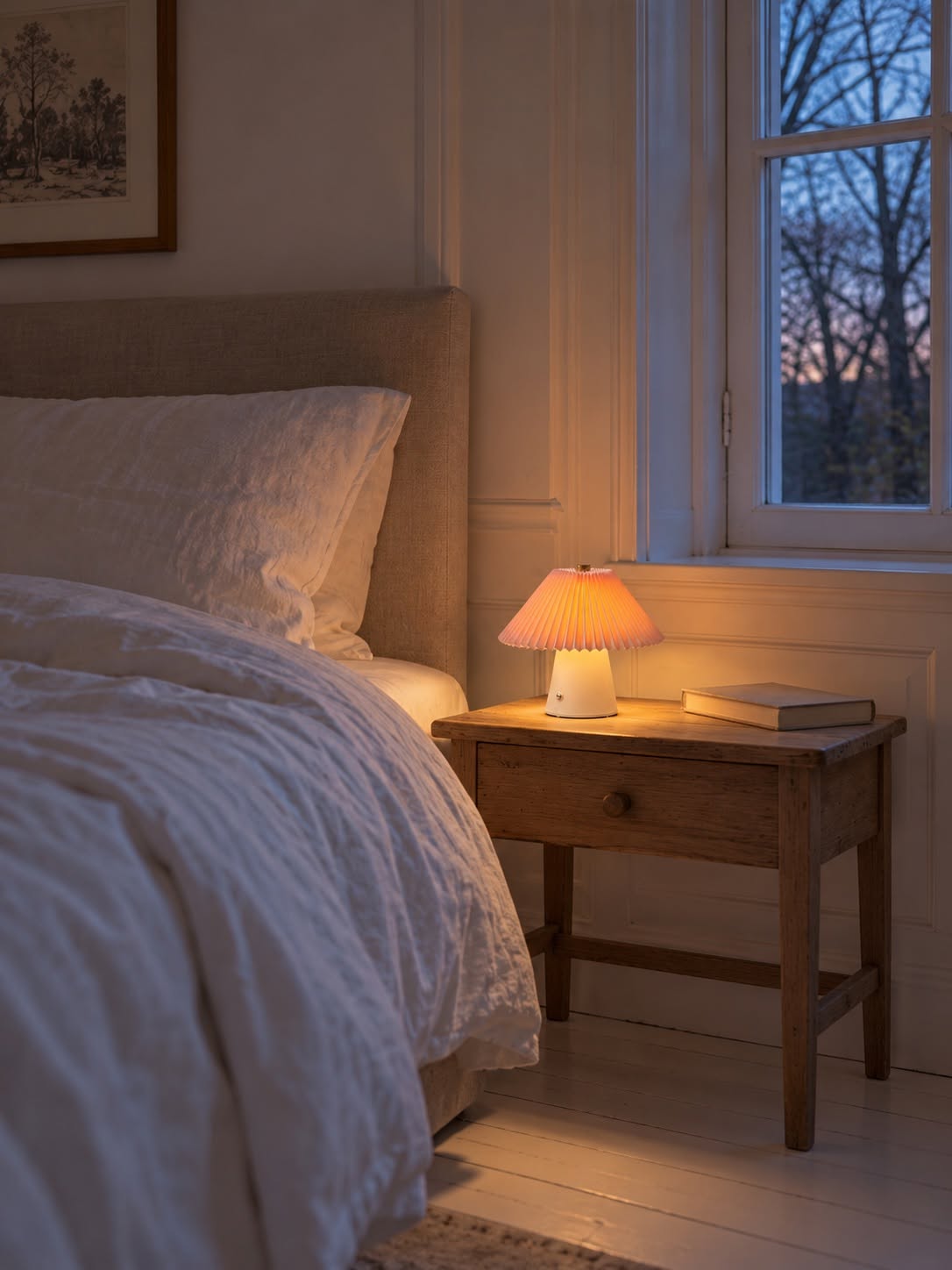 Lampe de table plissée rechargeable - Rose