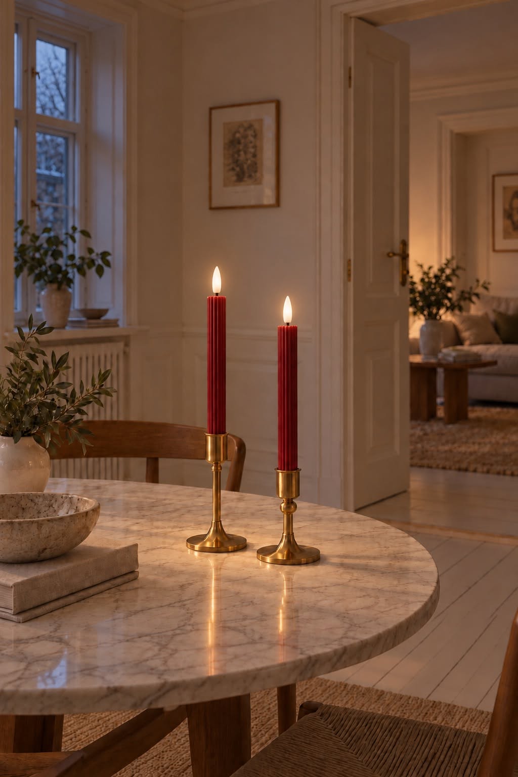 Bougies LED piliers à rainures et télécommande - Rouge