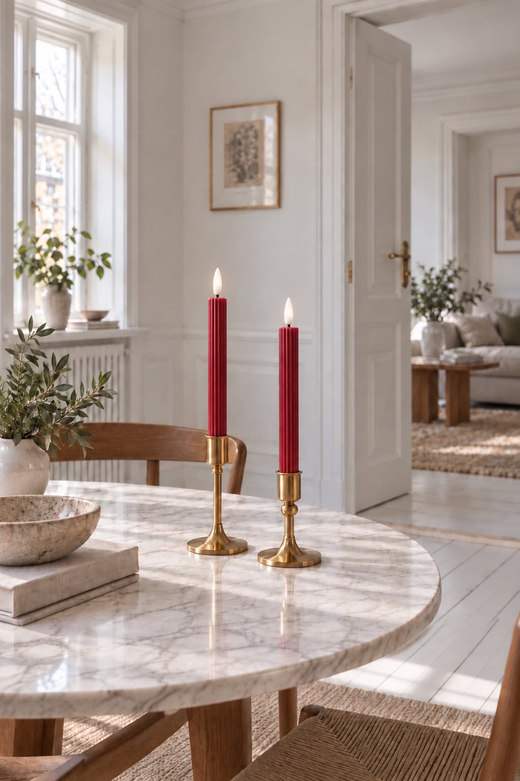 Bougies LED piliers à rainures et télécommande - Rouge