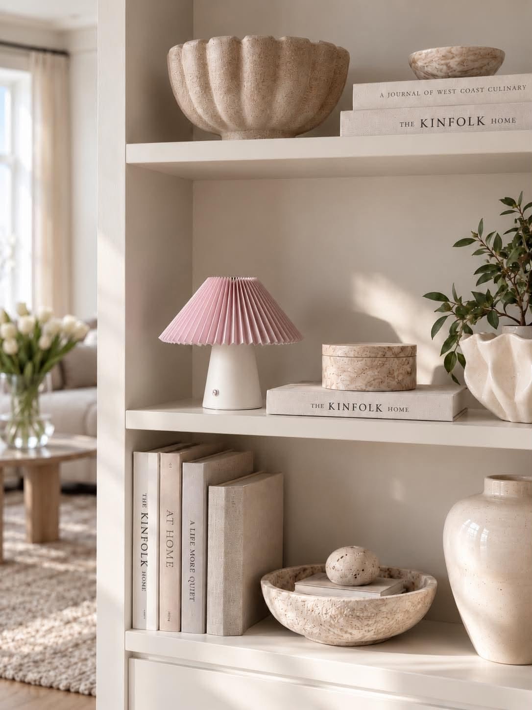 Lampe de table plissée rechargeable - Rose