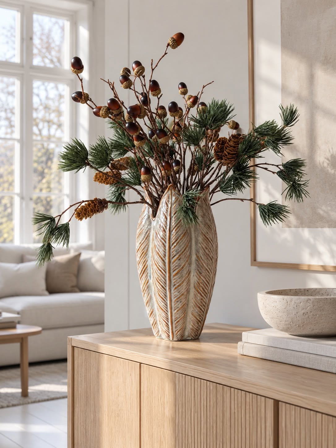 Vase en grès 28 cm - Brun