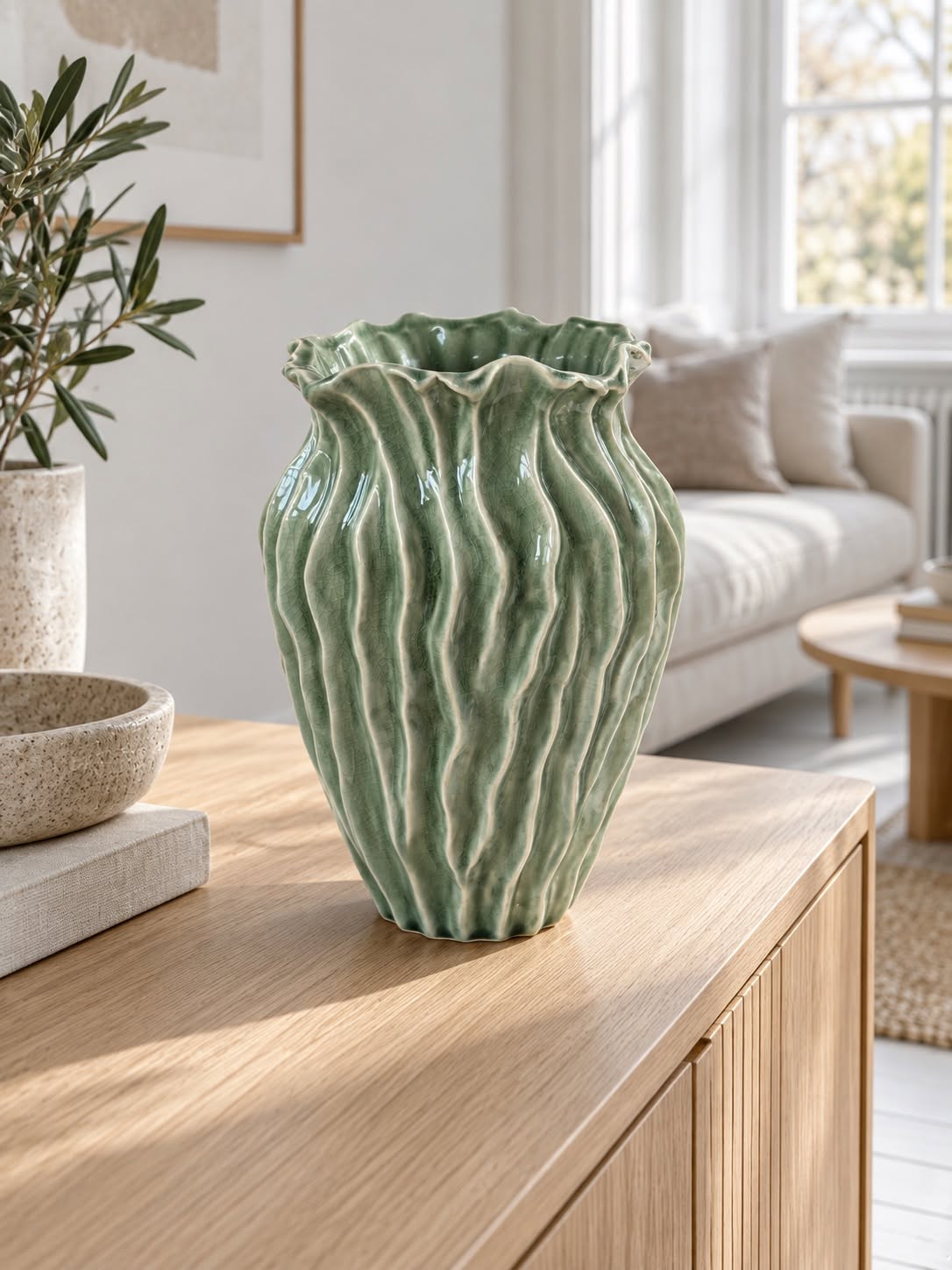 Vase en grès - Menthe