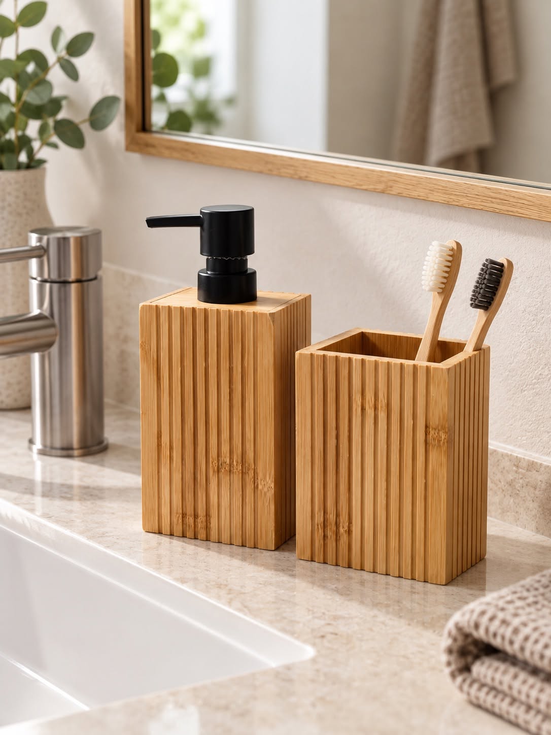 Distributeur de savon en bambou