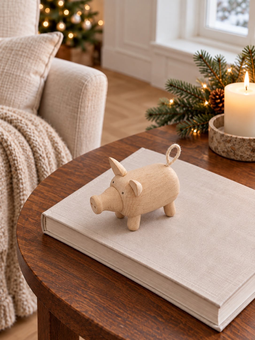 Cochon en hêtre – figurine en bois