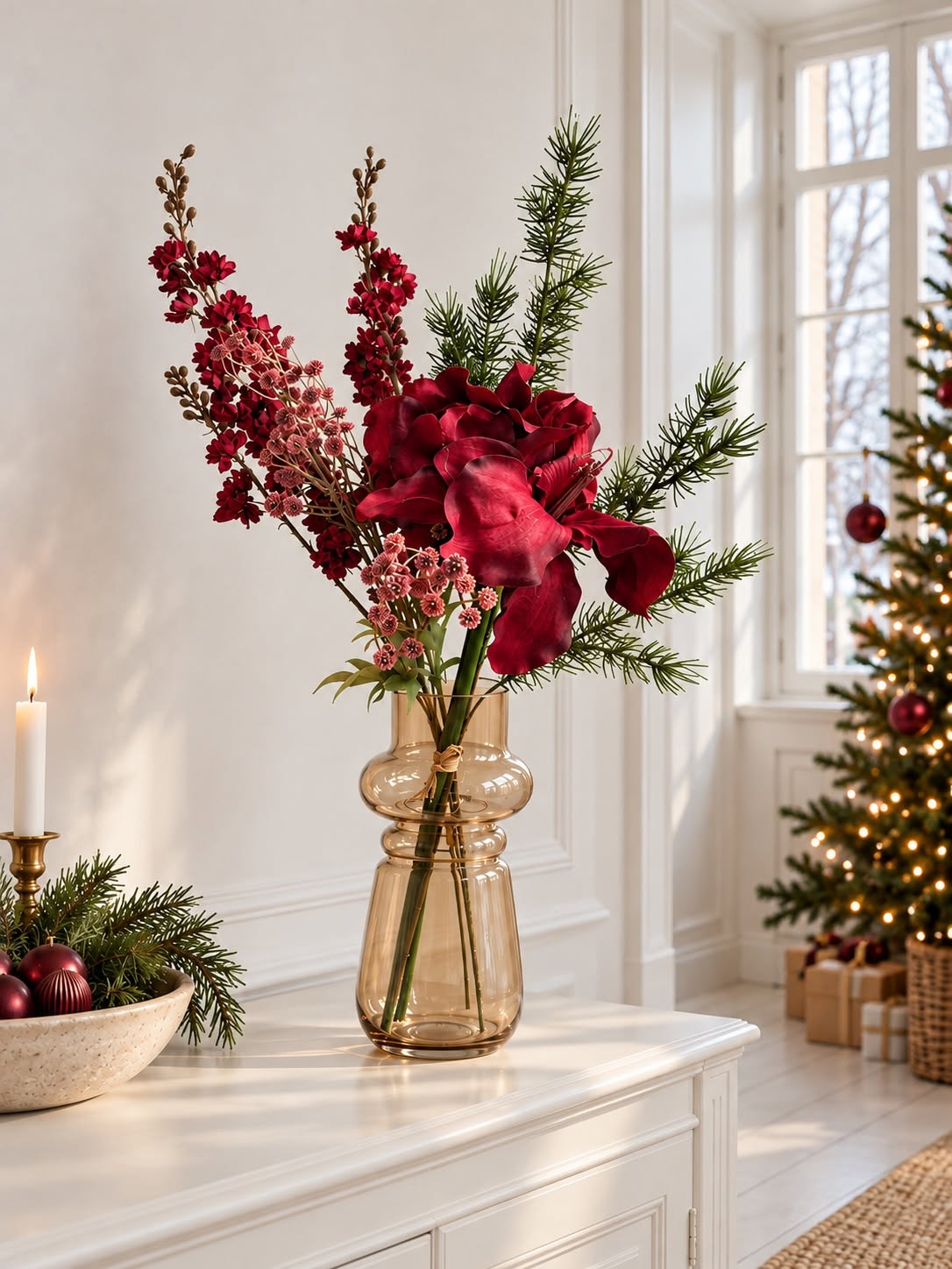 Bouquet de Noël à l’Amaryllis - Rouge