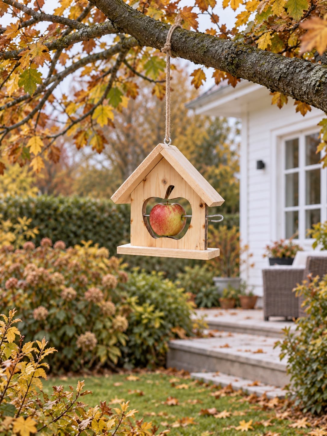 Suspension mangeoire à oiseaux pour pommes