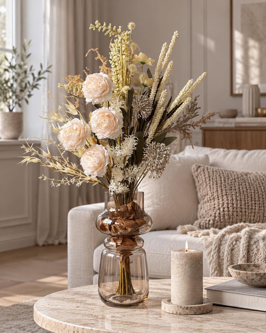 Bouquet crème 70 cm – Bouquet artificiel