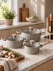 Batterie de cuisine avec couvercles - lot de 3 rainurées