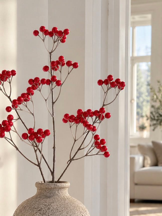 Branche de baies rouge – Branche décorative artificielle