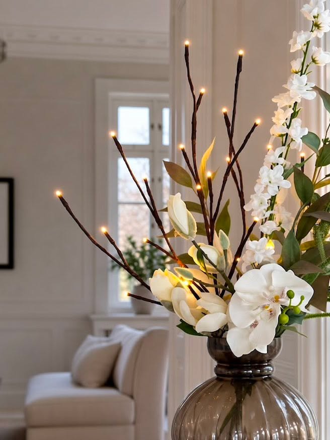 Branche décorative avec 24 LED – blanc chaud