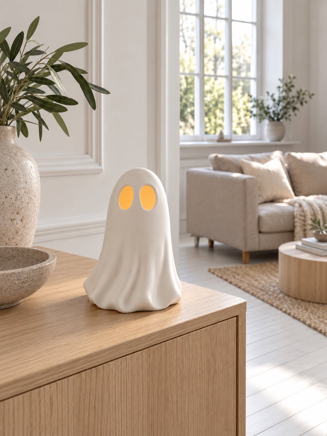Fantôme avec éclairage LED - céramique – Halloween