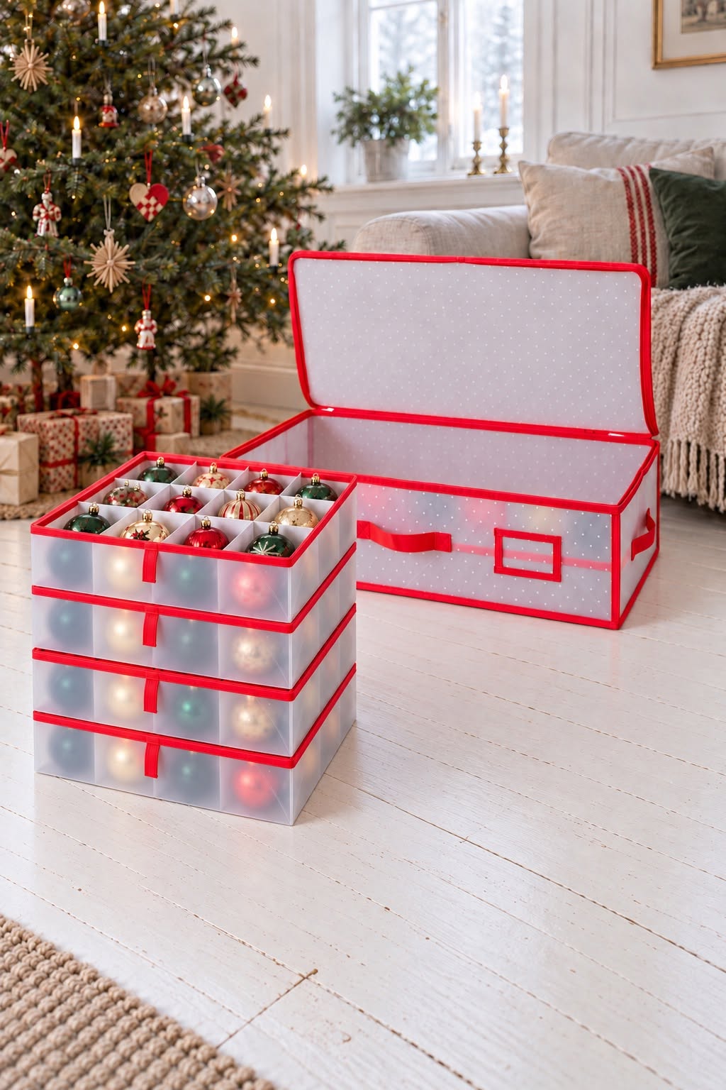 Boîte pour boules de Noël et décorations - 64 compartiments